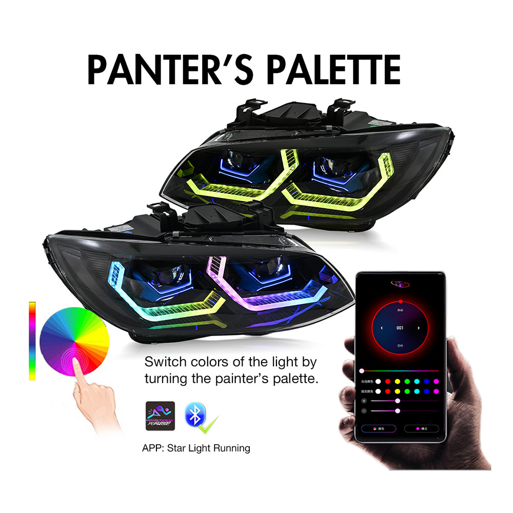 BMW 3-Series RGB LED Headlights (2011-2013 E92/E93/Coupe), Fits 325i/328i/335i, Plug and Play, Easy Installation - Kuerled