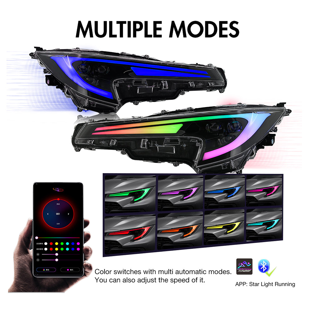 2020-2025 Toyota Corolla Sedan RGB LED Headlight Assembly - OEM Replacement Headlamps - Kuerled