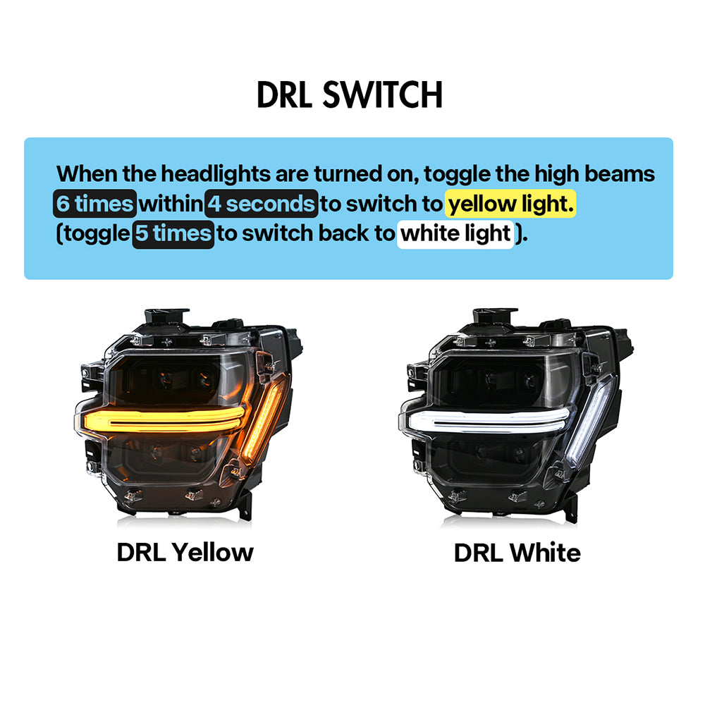 Full LED Headlights Pair for 2024–2025 Ford F-150, 4-Projector with DRL, Startup & Sequential Turn Animation, Plug & Play for STX / XLT / XL/ Tremor - Kuerled