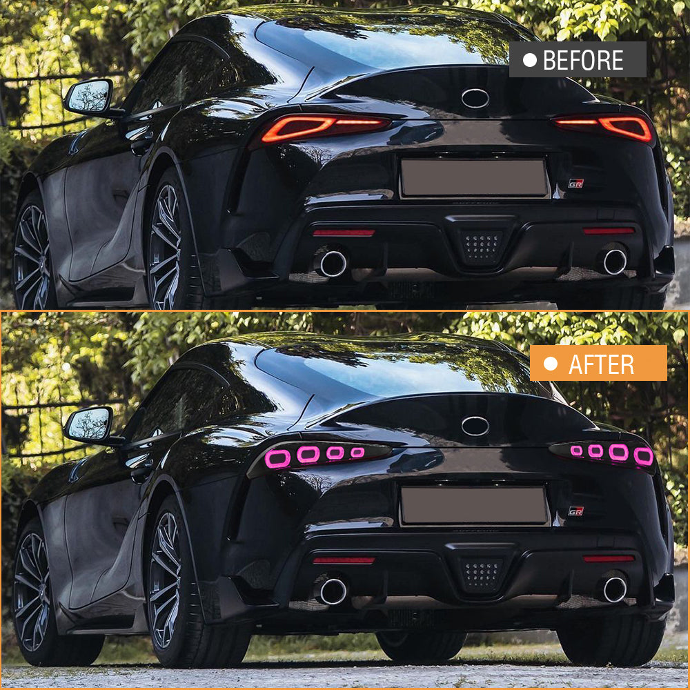 RGB Tail Light Carbon Fiber Style for 2020-2024 Toyota GR Supra A90 & A91 Start up Animation DRL Sequential Indicator Rear Lamp Assembly