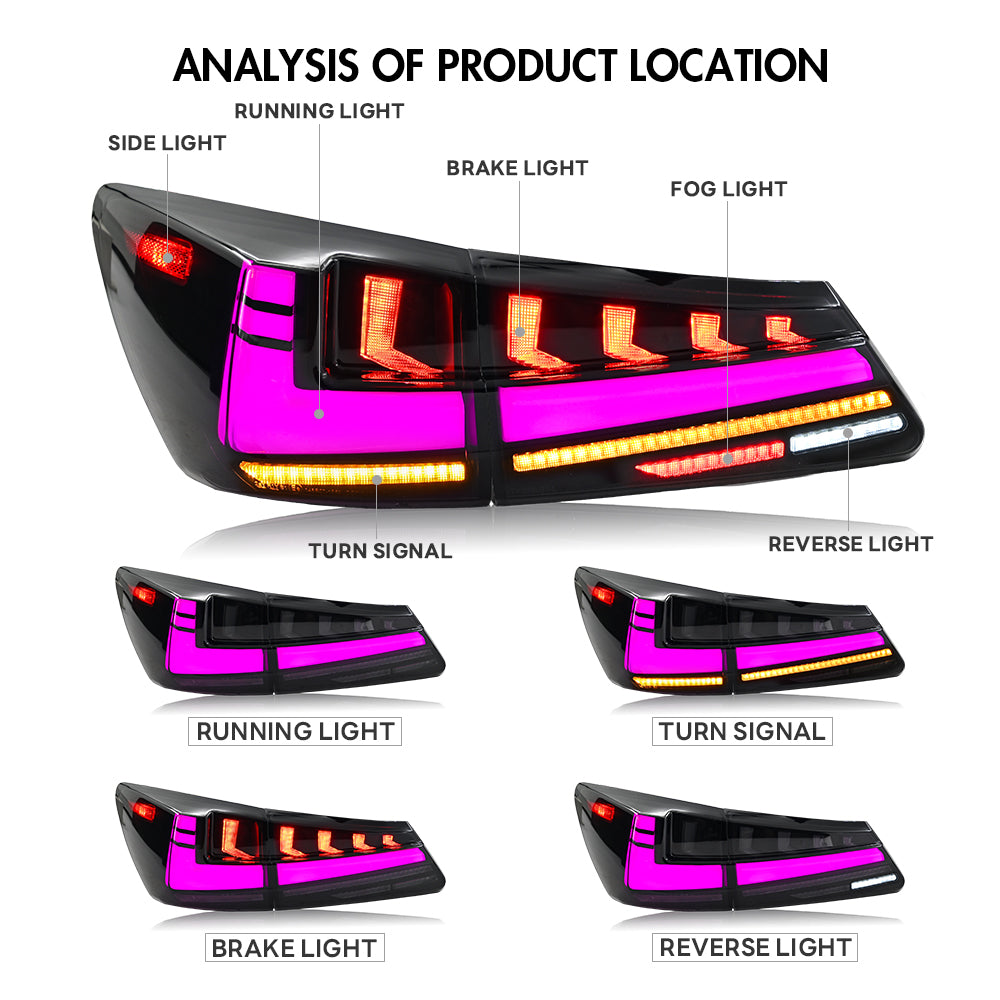 RGB Tail Light for 2006-2012 Lexus IS250/IS350/ISF, LED Sequential Signal Light - Kuerled