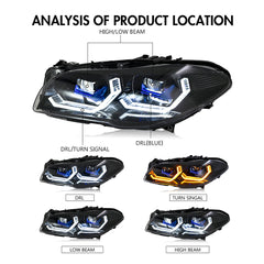 LED Headlights for 2011-2017 BMW F10/F18 5 Series 520i 525i 530i 535i – Front Headlamp Assembly (Left & Right)
