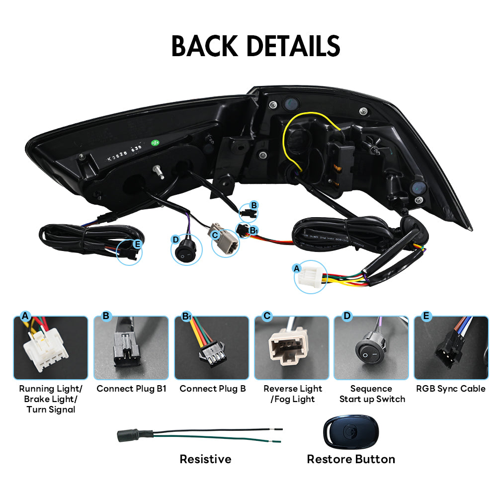 RGB LED Tail Lights for 2008–2017 Mitsubishi Lancer & EVO X – Sequential Rear Lamps with Startup Animation