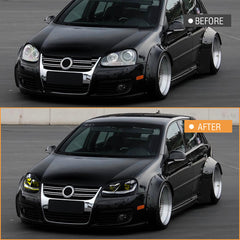 LED Headlights for 2005-2010 Volkswagen Golf MK5 | Sequential Turn Signals, Startup Animation, Plug & Play (Not for GTI/R)