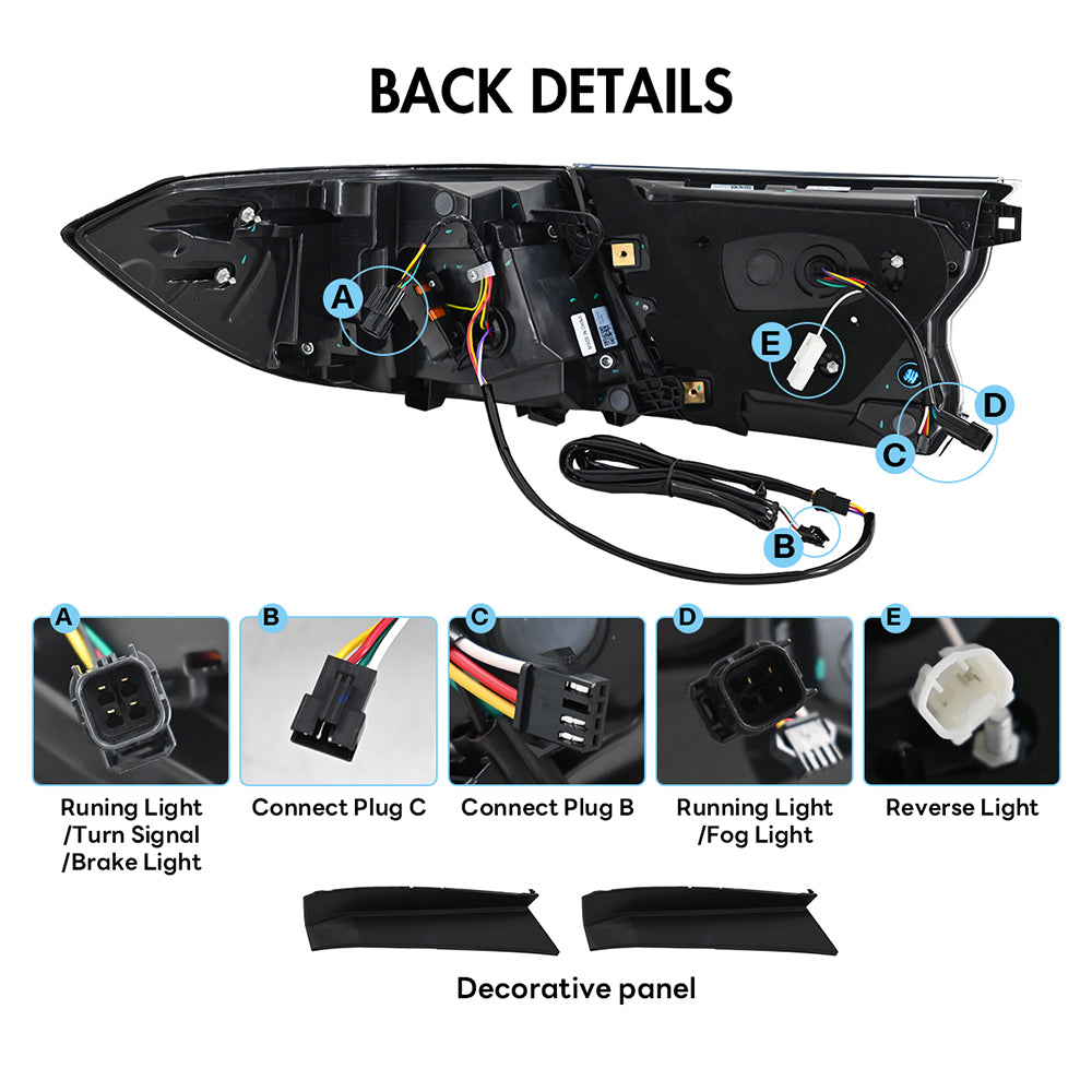 2018-2022 Honda Accord 10th Gen LED Tail Lights, Dynamic Animation & Sequential Signaling - Kuerled