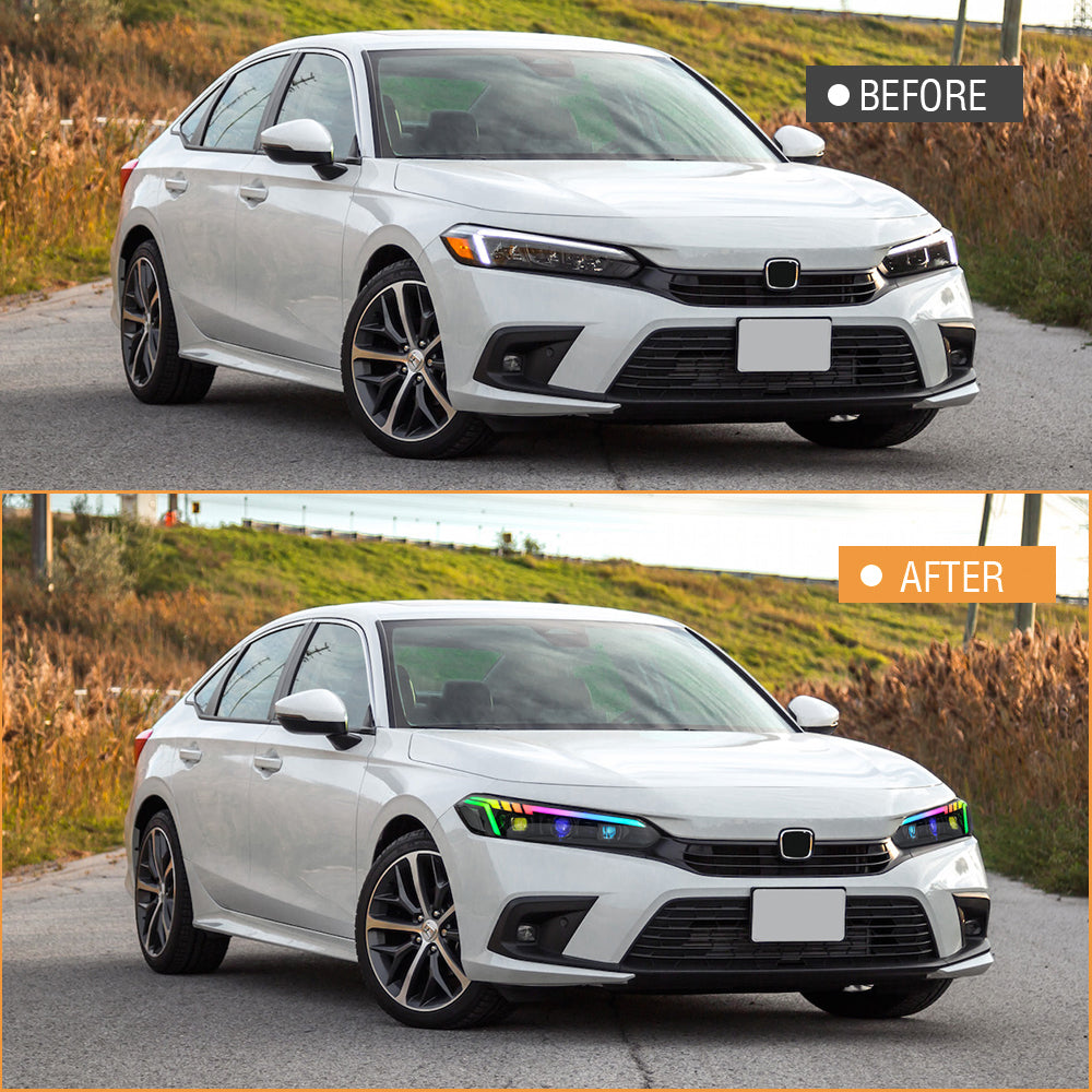 Pair Full LED Black Headlights For 2022-2025 Honda Civic – Left & Right, DOT Compliant