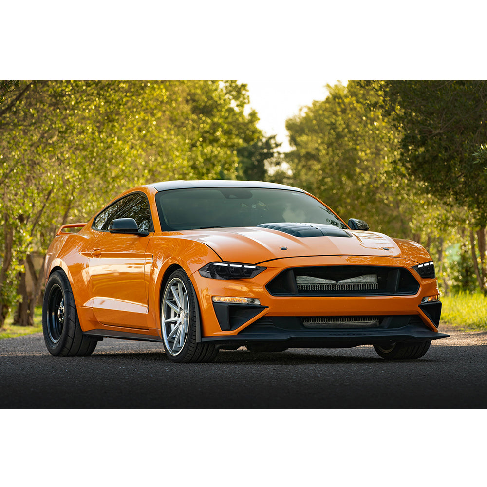 LED Headlight for 2018-2023 Ford Mustang S550, Carbon Fiber Style, Projector Front Lamp Assembly with Triple Beam Lens