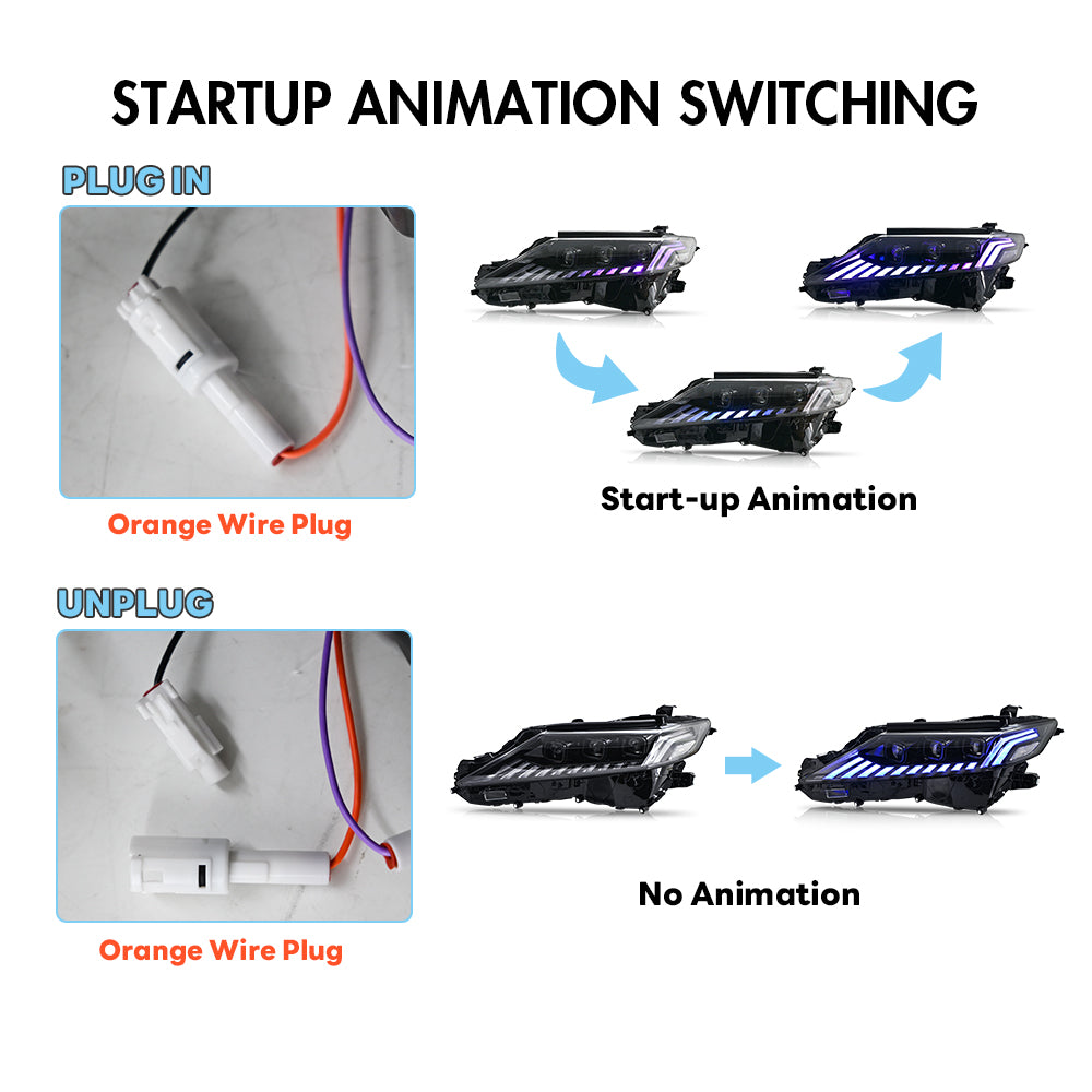 2018-2024 Toyota Camry LE/SE/XLE/XSE/TRD RGB LED Headlights Assembly, Audi Style with Sequence Animation