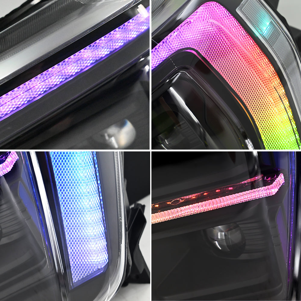 RGB LED Headlights for 2022-2024 Ford F-150 P702 14th Gen, Dynamic Turn Signals, Customizable RGB DRL, Easy Installation - Kuerled