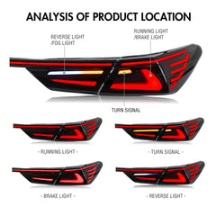 New Style Smoked/RGB LED Tail Lights for 2018–2024 Toyota Camry w/ Start-Up Animation – Sequential Rear Lights Replacement - Kuerled