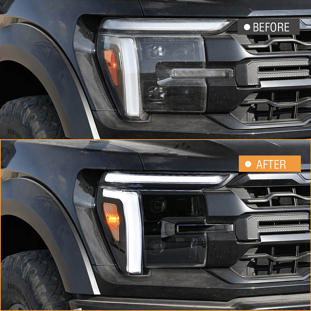 Full LED Headlights Pair for 2024 – 2025 Ford F-150, With DRL, Plug & Play, Only for Lariat/King Ranch/Platinum/Raptor - Kuerled