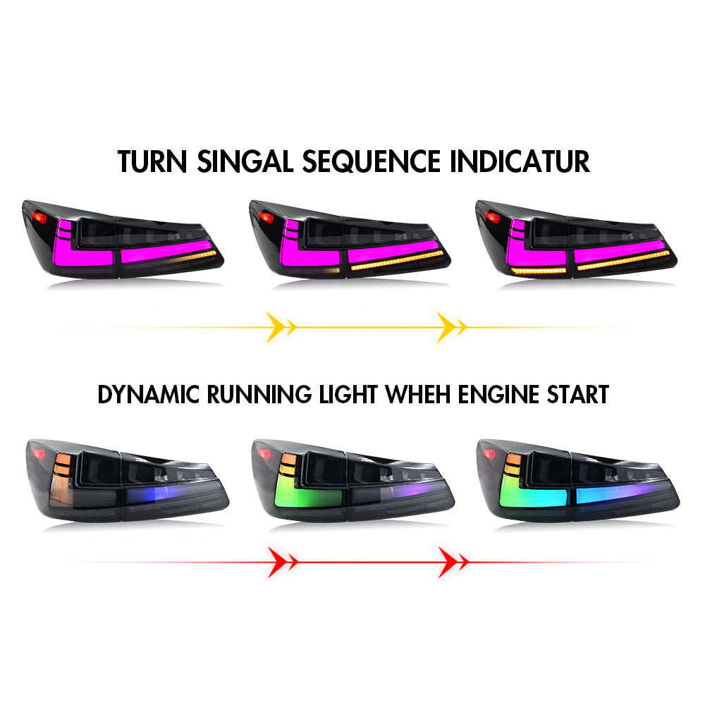 RGB Tail Light for 2006-2012 Lexus IS250/IS350/ISF, LED Sequential Signal Light - Kuerled