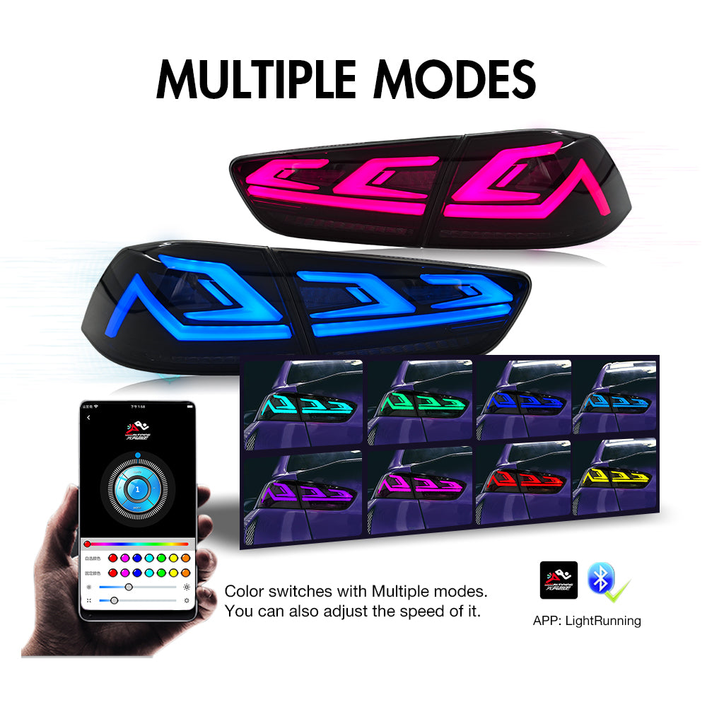 RGB LED Tail Lights for 2008–2017 Mitsubishi Lancer & EVO X – Sequential Rear Lamps with Startup Animation