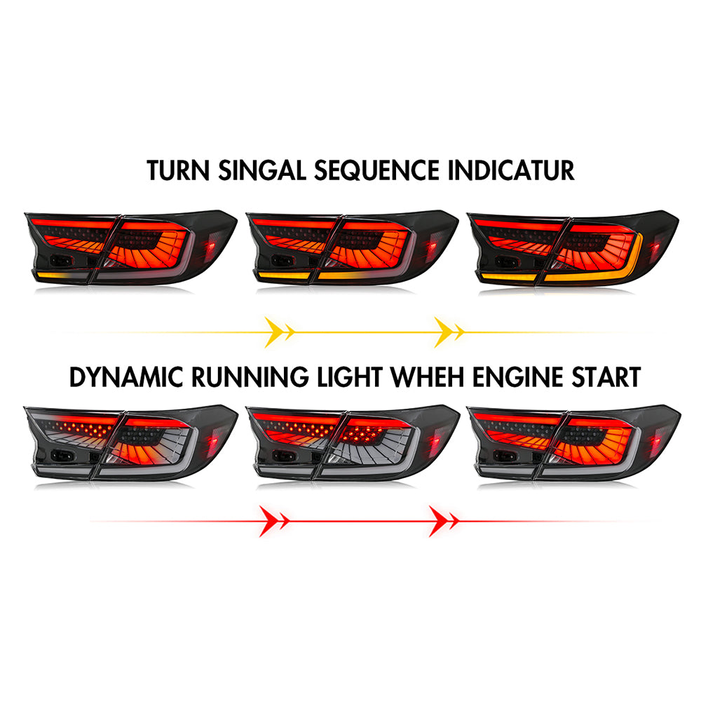 2018-2022 Honda Accord 10th Gen LED Tail Lights, Dynamic Animation & Sequential Signaling - Kuerled