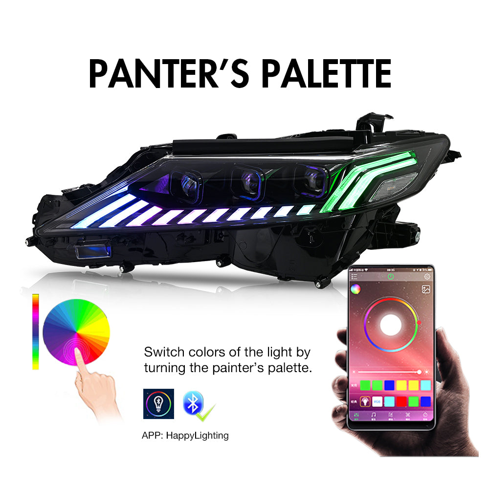 2018-2024 Toyota Camry LE/SE/XLE/XSE/TRD RGB LED Headlights Assembly, Audi Style with Sequence Animation