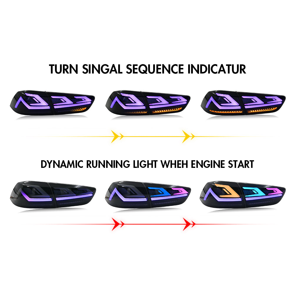 RGB LED Tail Lights for 2008–2017 Mitsubishi Lancer & EVO X – Sequential Rear Lamps with Startup Animation