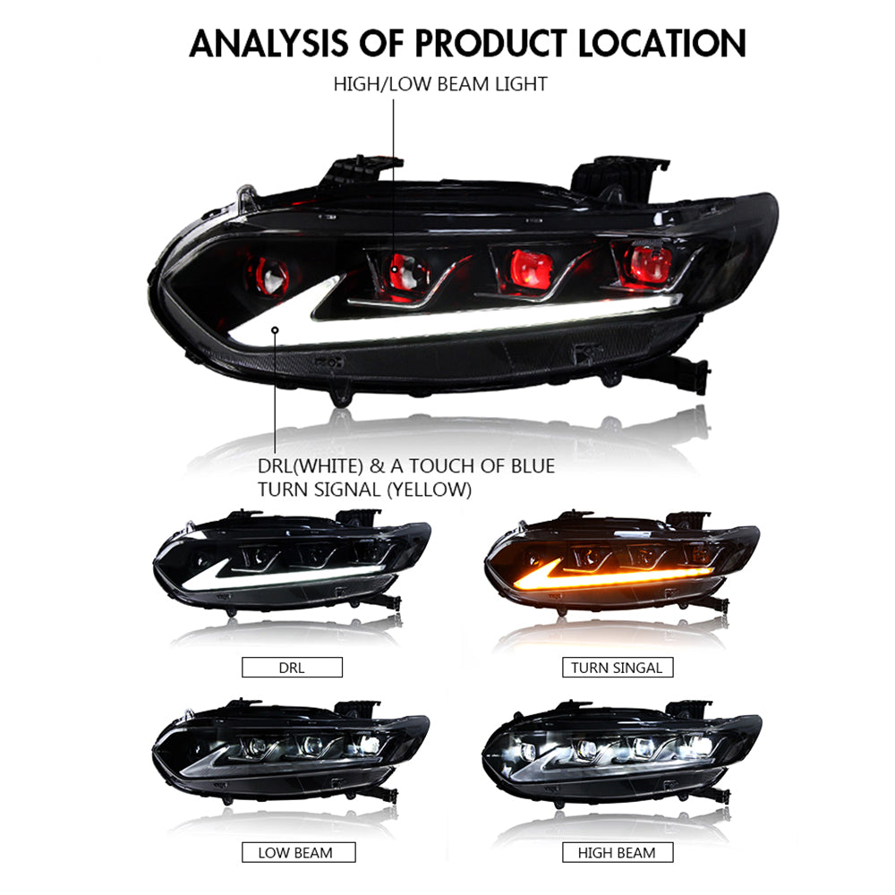 For 2018-2022 Honda Accord Led Headlight , Lexus Style Eye style Headlights - KuerLED