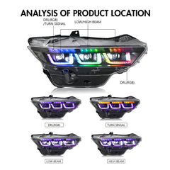 RGB LED Headlight with Triple Projector for 2024–2025 Ford Mustang EcoBoost / GT | Dynamic Animation & App Control