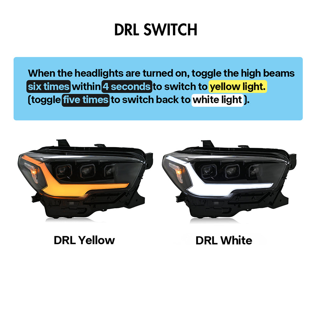 2016-2022 Toyota Tacoma LED Headlights, DOT Approved, Plug & Play Install - Kuerled