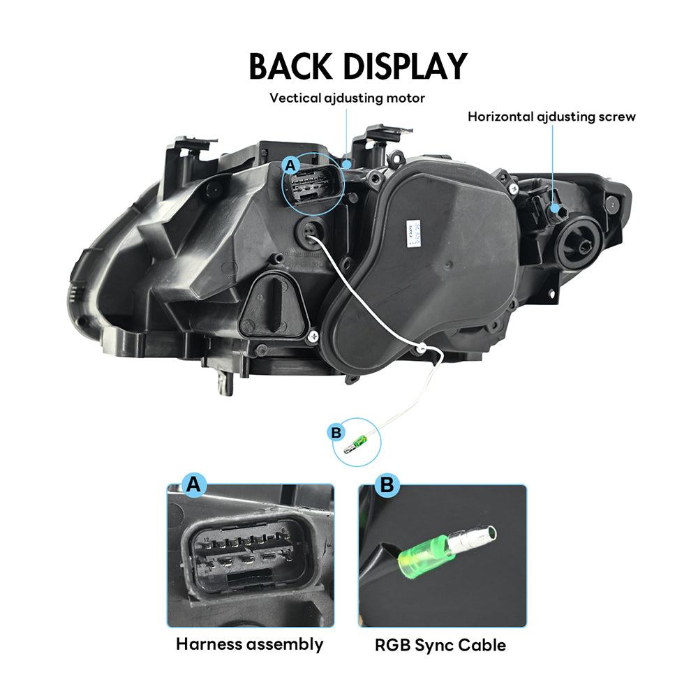 BMW 3-Series RGB LED Headlights (2007-2010 E92/E93/Coupe), Fits 325i/328i/335i, Plug and Play, Easy Installation - Kuerled