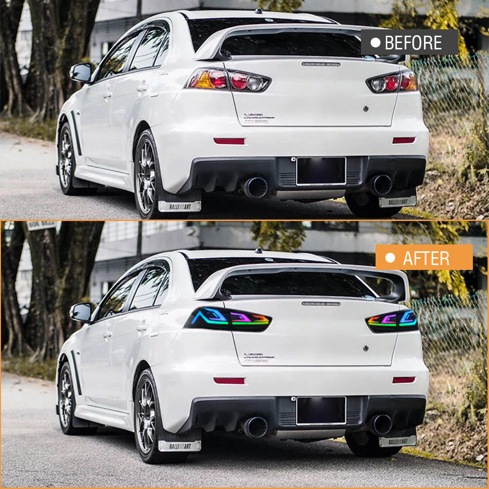 Evo Rize Rear Light RGB LED Tail Lights for 2008–2017 Mitsubishi Lancer & EVO X – Sequenti ...