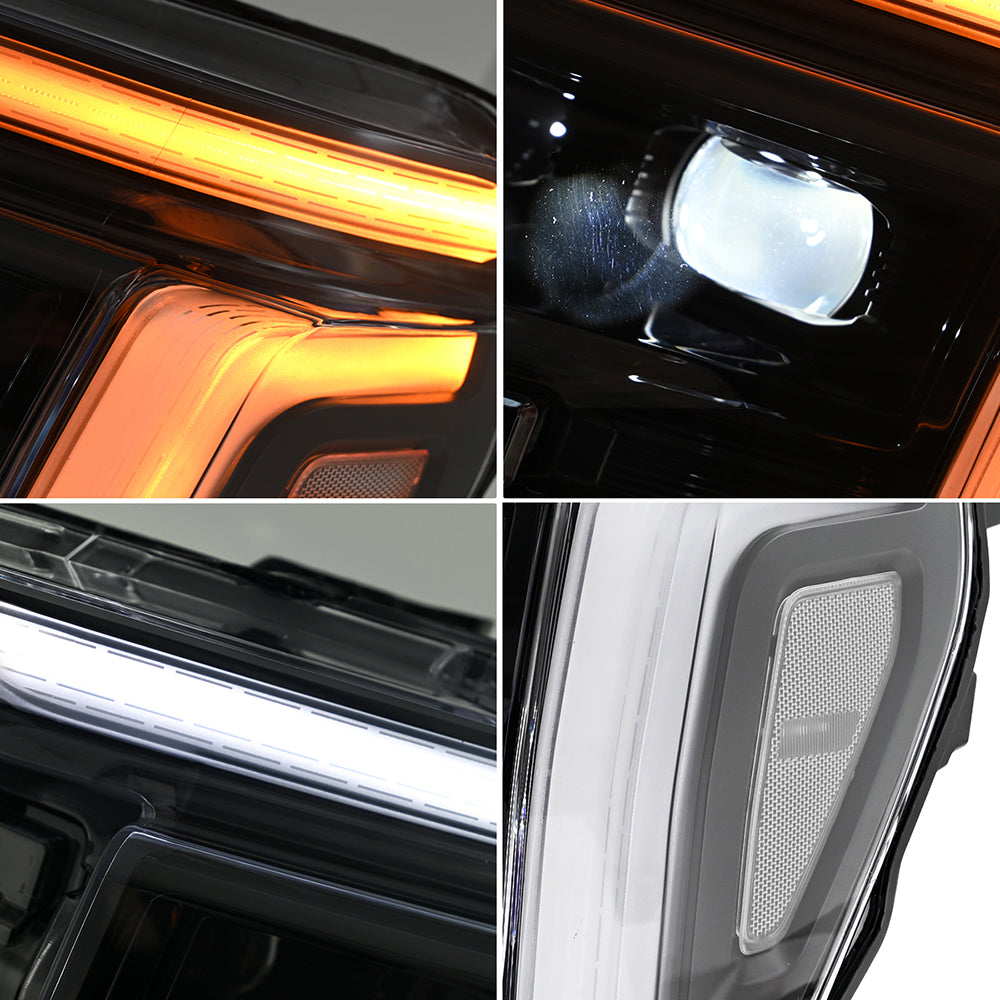 Full LED Headlights Pair for 2024 – 2025 Ford F-150, With DRL, Plug & Play, Only for Lariat/King Ranch/Platinum/Raptor - Kuerled
