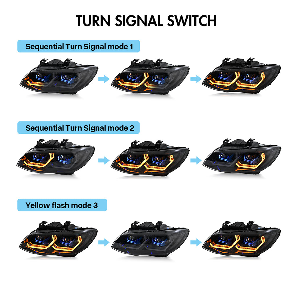 BMW 3-Series RGB LED Headlights (2011-2013 E92/E93/Coupe), Fits 325i/328i/335i, Plug and Play, Easy Installation - Kuerled