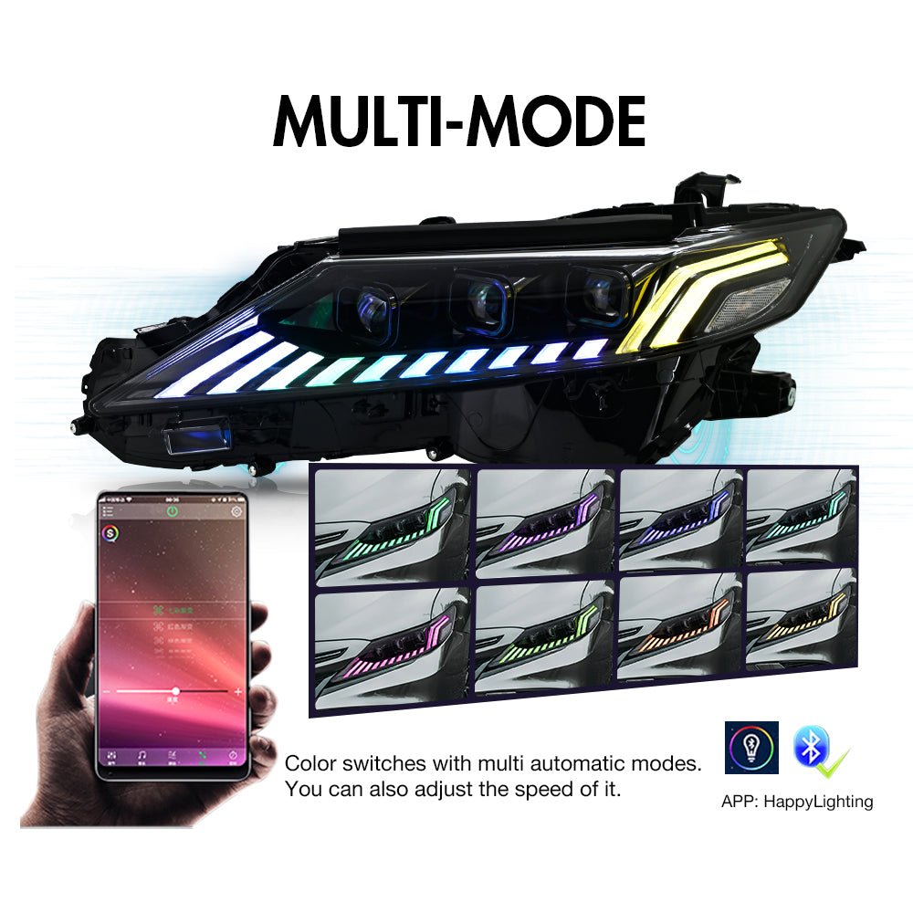 2018-2024 Toyota Camry LE/SE/XLE/XSE/TRD RGB LED Headlights Assembly, Audi Style with Sequence Animation