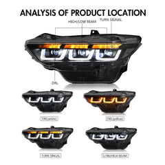 LED Headlight with Triple Projector & Dynamic Animation for 2024–2025 Ford Mustang EcoBoost / GT | Plug & Play Upgrade