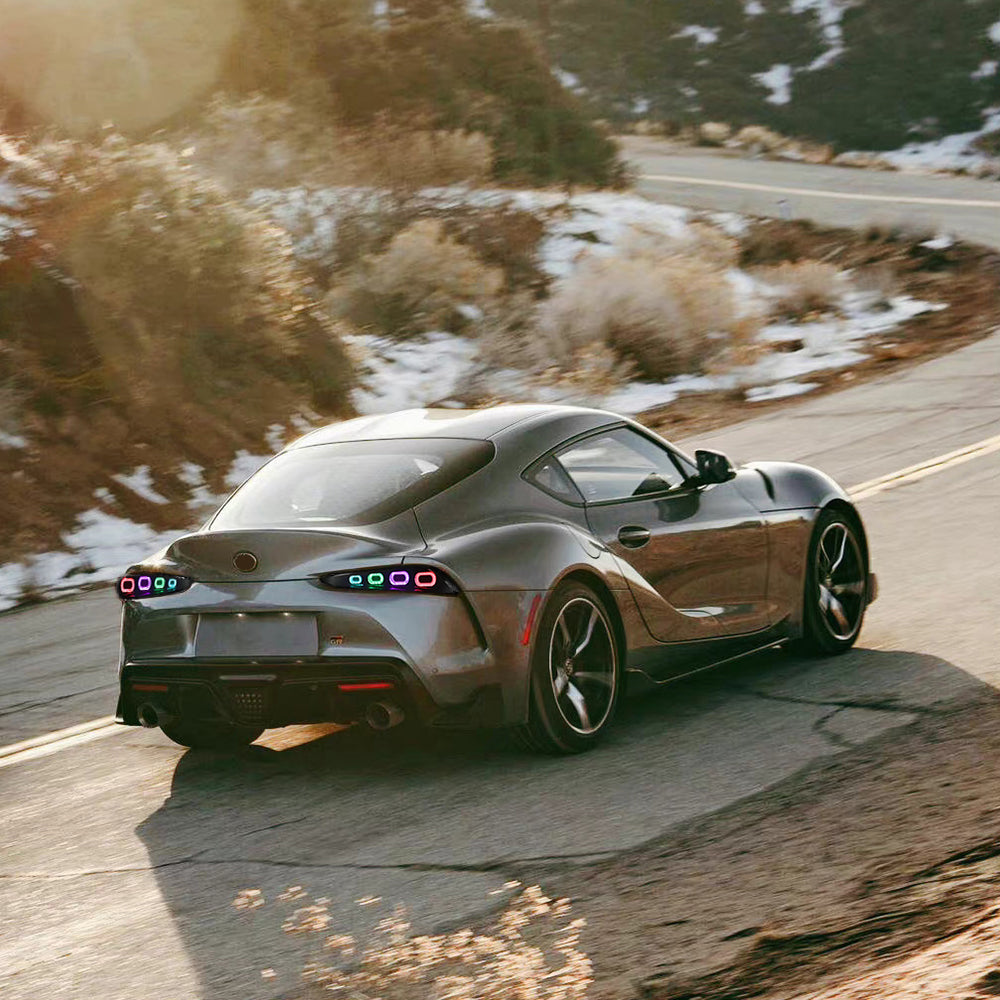 RGB Tail Light Carbon Fiber Style for 2020-2024 Toyota GR Supra A90 & A91 Start up Animation DRL Sequential Indicator Rear Lamp Assembly