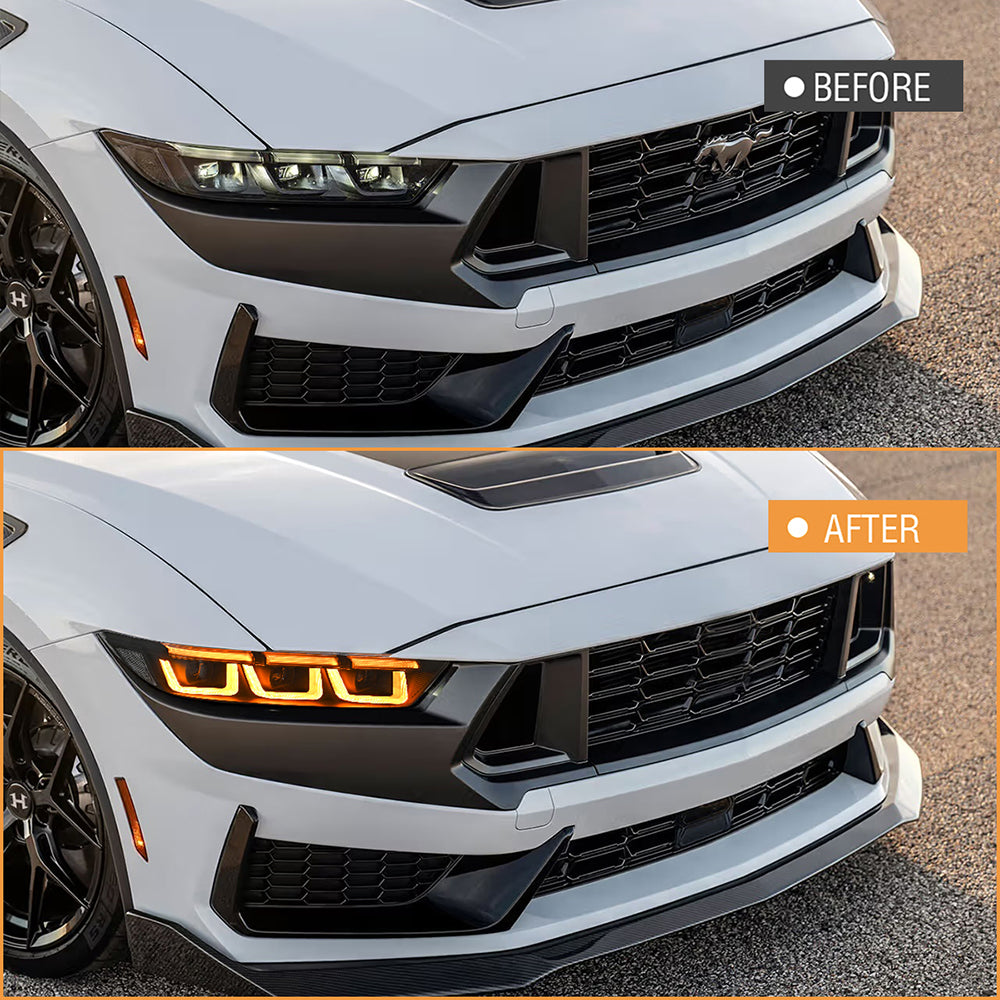 LED Headlight with Triple Projector & Dynamic Animation for 2024–2025 Ford Mustang EcoBoost / GT | Plug & Play Upgrade - Kuerled