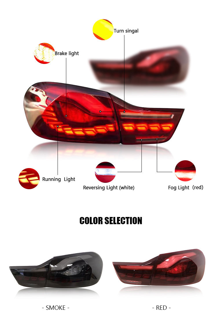 For BMW 4 series 2013-2019 & M4 GTS 2014-2018 oled tail lights (Smoked/Red) - KuerLED