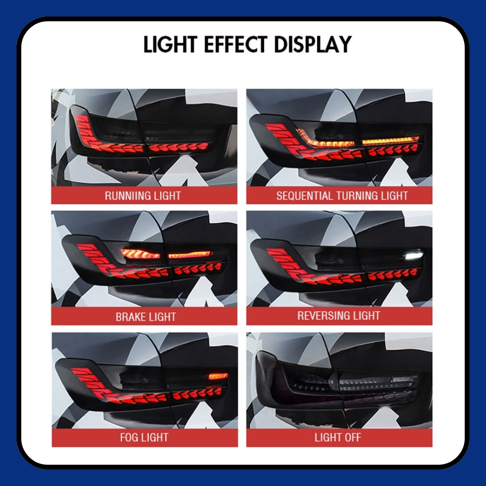 BMW 3 Series G20 G80 M3 (2019-2021) LED Dragon Scale Tail Lights - Dynamic Animation - Kuerled