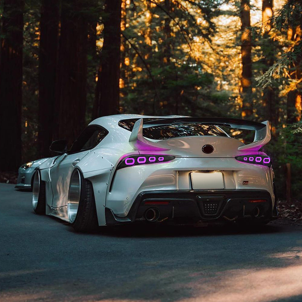 RGB Tail Light Carbon Fiber Style for 2020-2024 Toyota GR Supra A90 & A91 Start up Animation DRL Sequential Indicator Rear Lamp Assembly