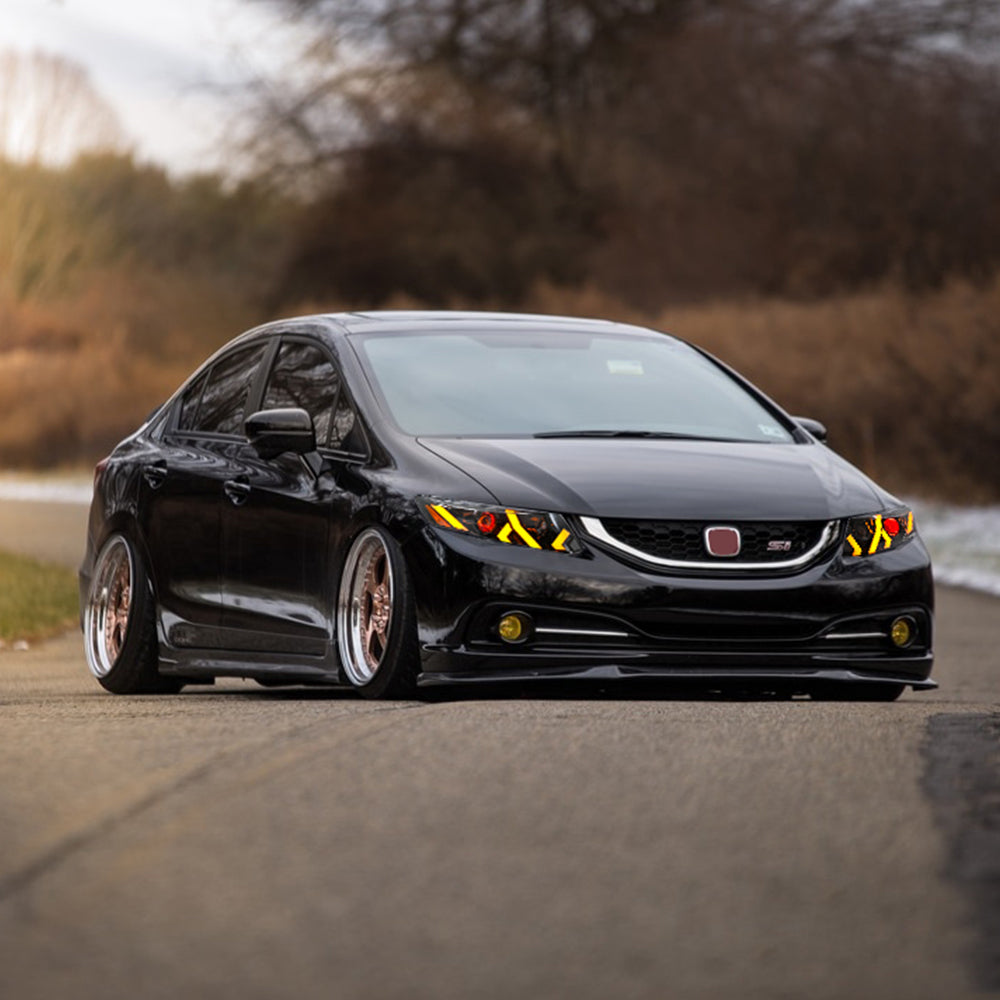 LED Headlight Assembly for 2012-2015 Honda Civic Sedan 4-Door & 2012-2013 Civic Coupe 2-Door, Plug & Play, Devil Eye, Easy Installation