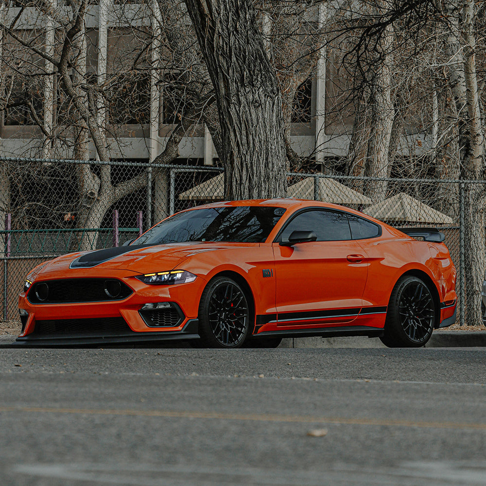 LED Headlight for 2018-2023 Ford Mustang S550, Carbon Fiber Style, Projector Front Lamp Assembly with Triple Beam Lens