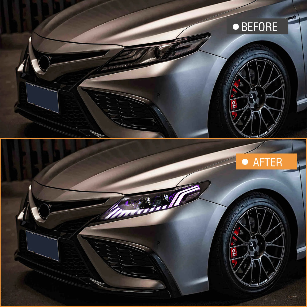 2018-2024 Toyota Camry LE/SE/XLE/XSE/TRD RGB LED Headlights Assembly, Audi Style with Sequence Animation