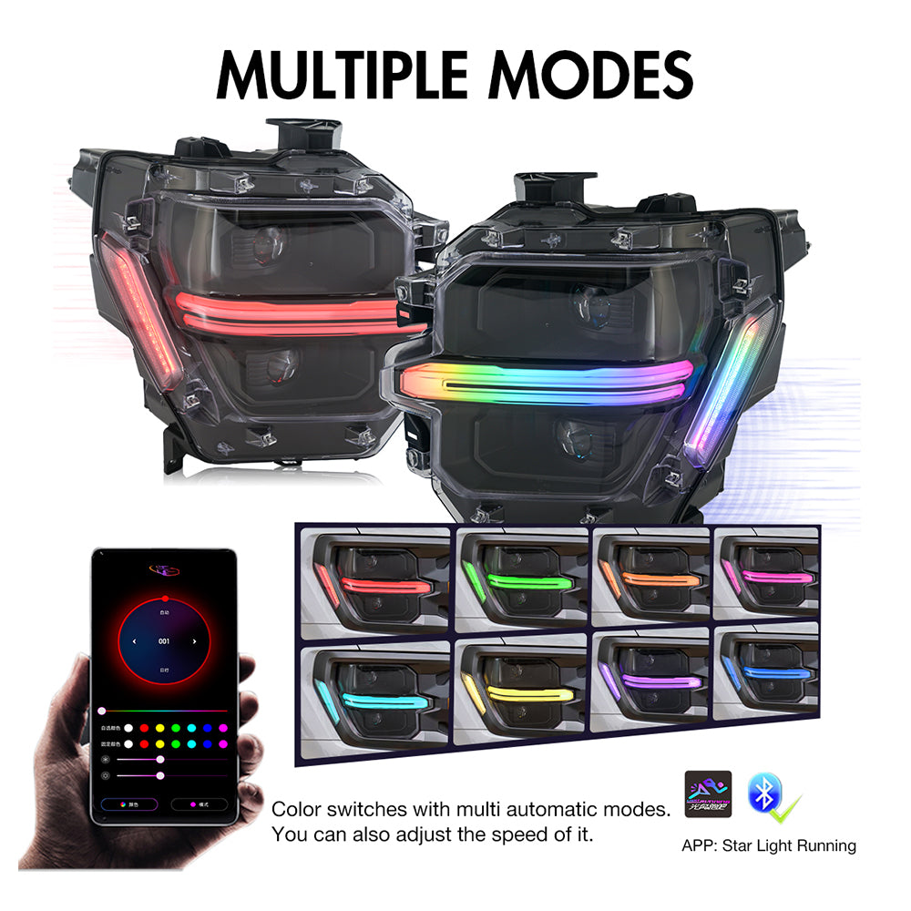 Full LED Headlights for 2024-2025 Ford F-150 XL / STX / XLT | Dual Projector, RGB DRL, Startup Animation, Sequential Turn Signals, Plug & Play - Kuerled