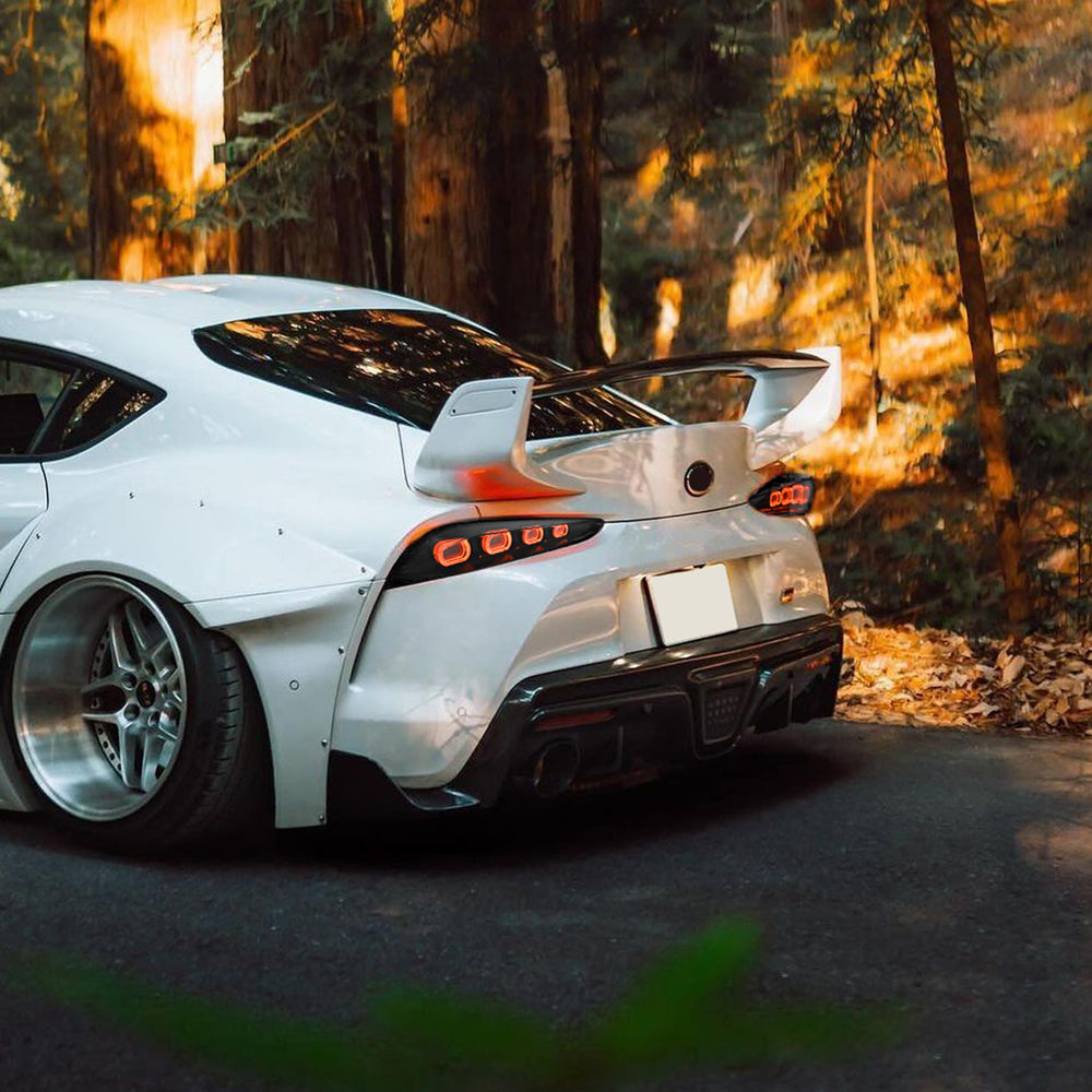 RGB Tail Light Carbon Fiber Style for 2020-2024 Toyota GR Supra A90 & A91 Start up Animation DRL Sequential Indicator Rear Lamp Assembly
