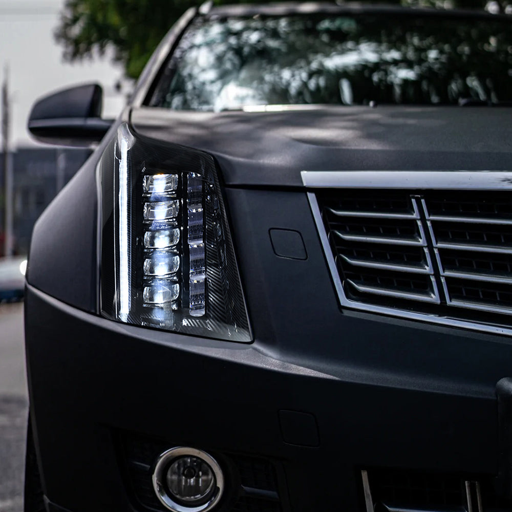 2010-2016 Cadillac SRX LED Headlights (Carbon Fiber Style), Complete Front Assembly, Plug & Play