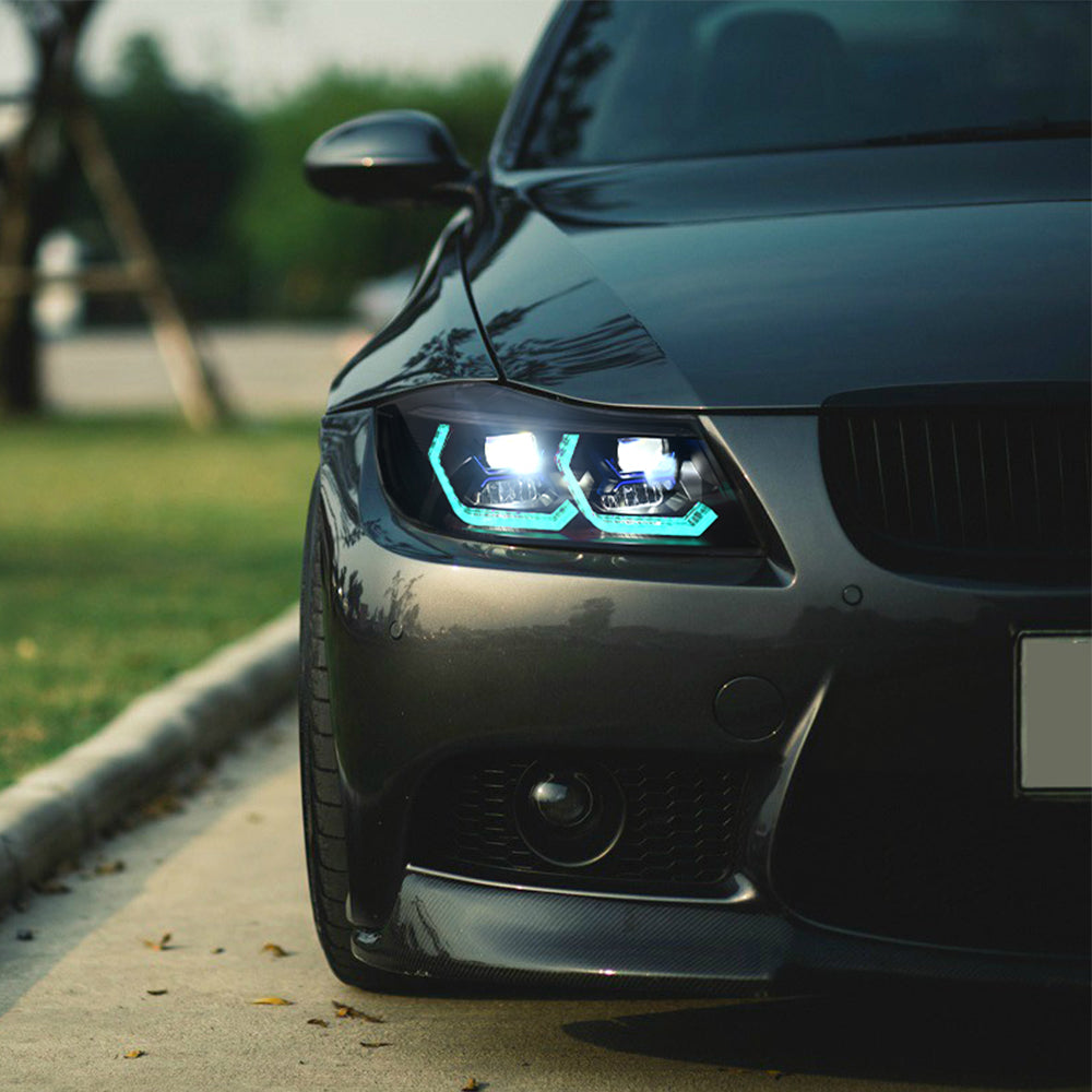 2009-2012 BMW 3-Series E90 E91 RGB LED Headlights, 320i 323i 325 330 335, (Halogen/Xenon)