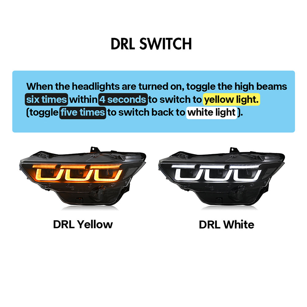 LED Headlight with Triple Projector & Dynamic Animation for 2024–2025 Ford Mustang EcoBoost / GT | Plug & Play Upgrade - Kuerled