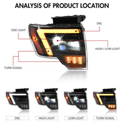 2009-2014 Ford F-150 Full LED Headlights, Front Assembly, Plug & Play