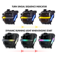 Full LED Headlights for 2024-2025 Ford F-150 XL / STX / XLT | Dual Projector, RGB DRL, Startup Animation, Sequential Turn Signals, Plug & Play - Kuerled