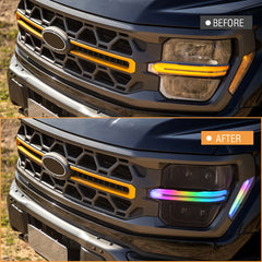 Full LED Headlights for 2024-2025 Ford F-150 XL / STX / XLT / Tremor | Quad Projector, RGB DRL, Startup Animation, Sequential Turn Signals, Plug & Play - Kuerled