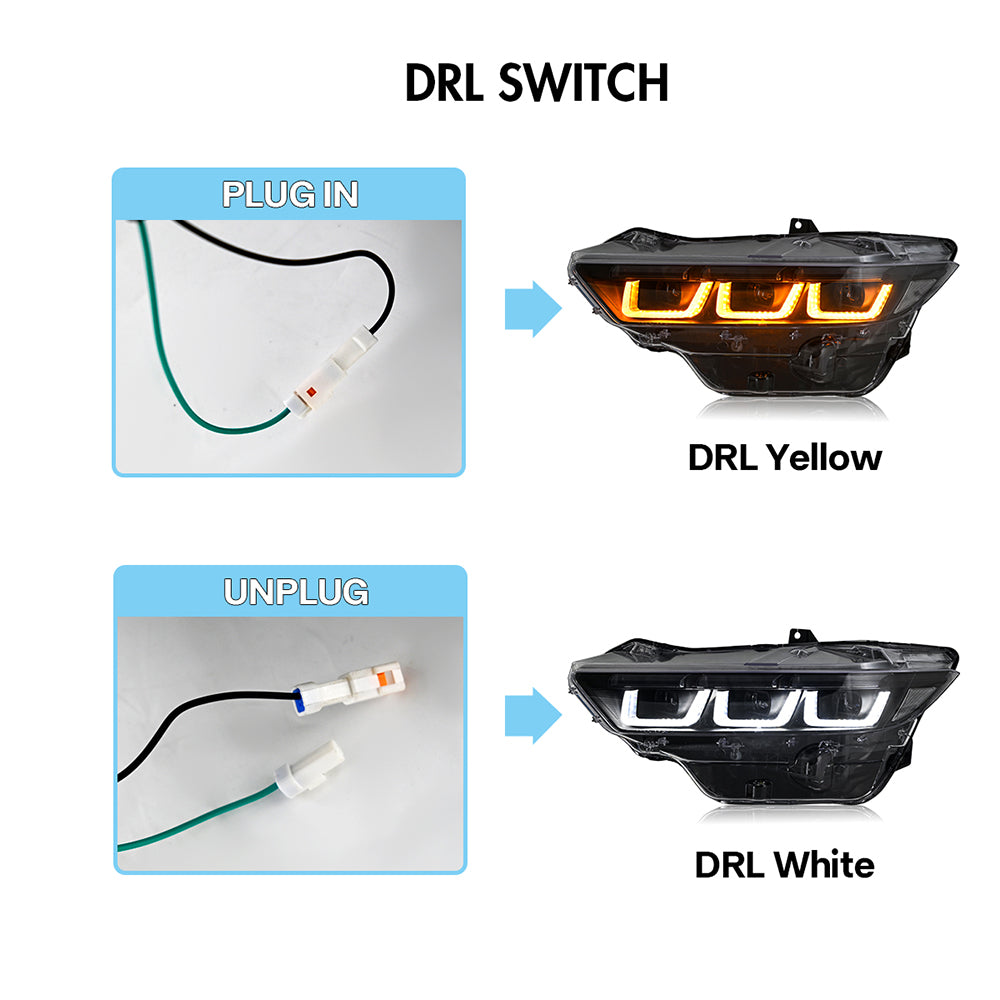 LED Headlight with Triple Projector & Dynamic Animation for 2024–2025 Ford Mustang EcoBoost / GT | Plug & Play Upgrade