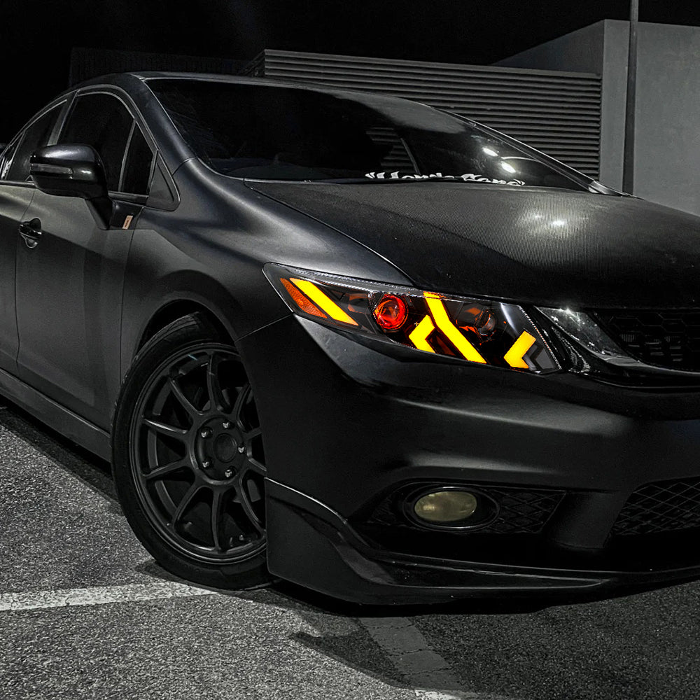 LED Headlight Assembly for 2012-2015 Honda Civic Sedan 4-Door & 2012-2013 Civic Coupe 2-Door, Plug & Play, Devil Eye, Easy Installation