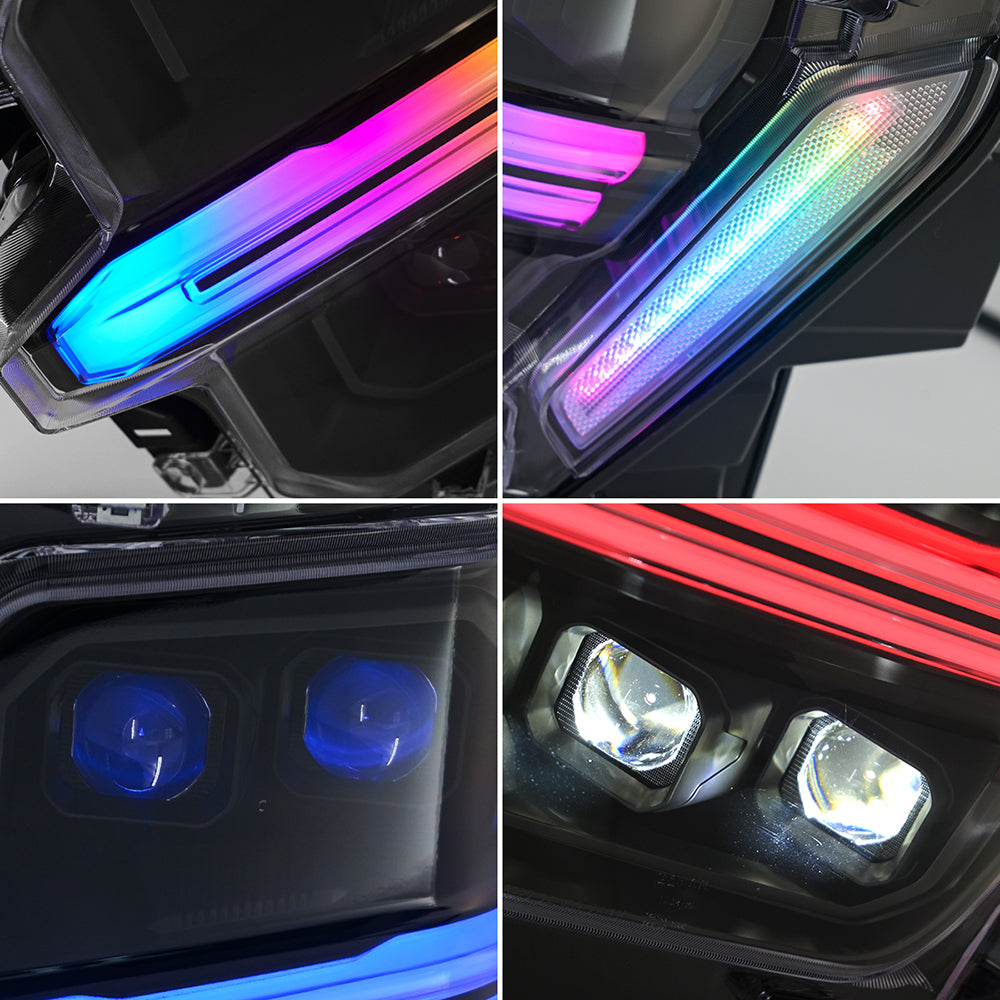 Full LED Headlights for 2024-2025 Ford F-150 XL / STX / XLT / Tremor | Quad Projector, RGB DRL, Startup Animation, Sequential Turn Signals, Plug & Play - Kuerled