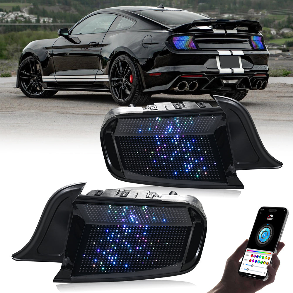 2015-2023 Ford Mustang RGB LED Tail Lights, Dynamic Animation Modes, Plug & Play