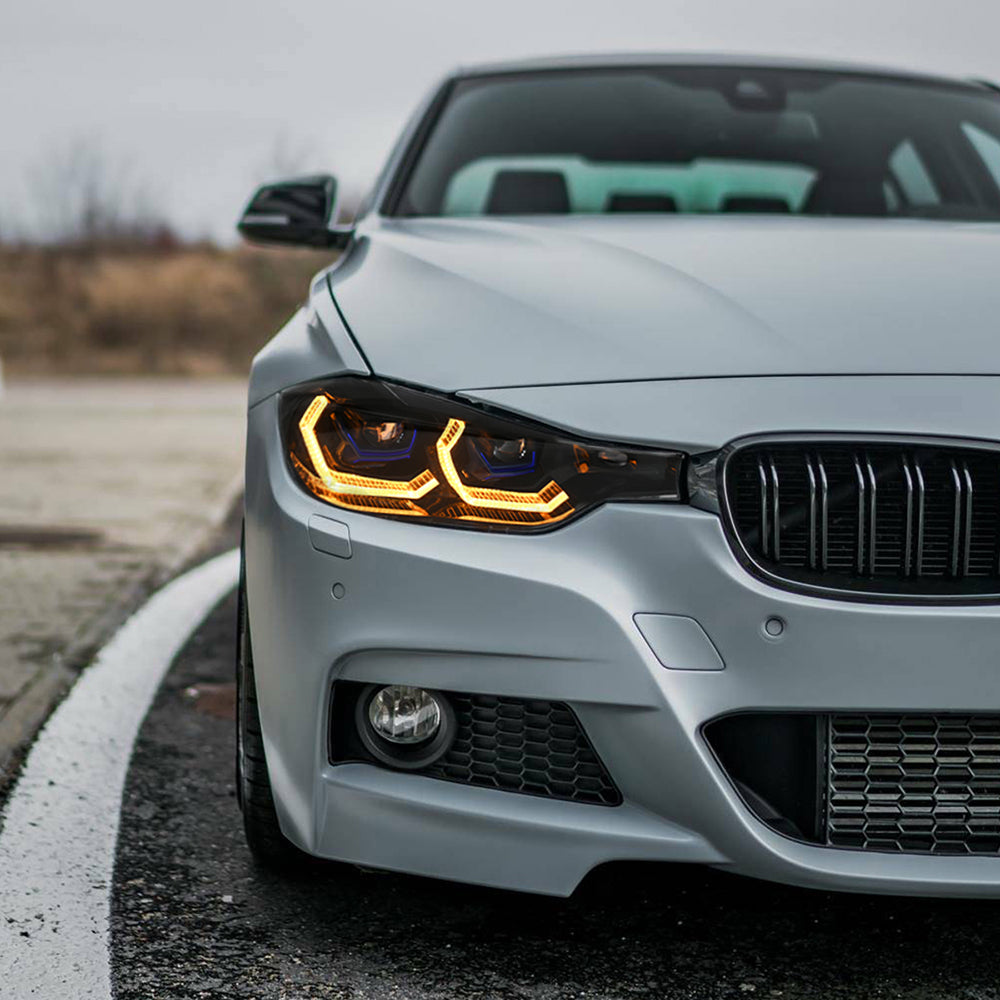 BMW 3-Series (2013-2018 F30/F31 328i/335i) LED Headlight Assembly, Dual-Color-DRL, Premium Projector Upgrade - Kuerled